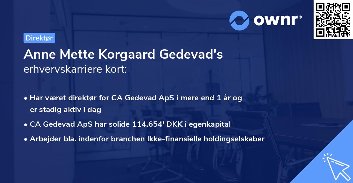 Anne Mette Korgaard Gedevad's erhvervskarriere kort