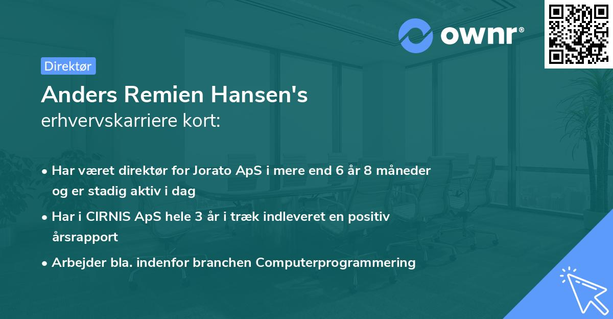 Anders Remien Hansen's erhvervskarriere kort