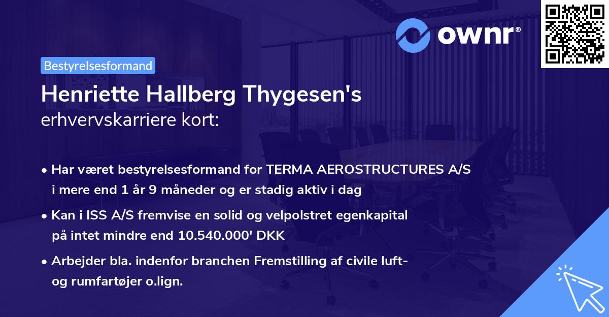 Henriette Hallberg Thygesen's erhvervskarriere kort