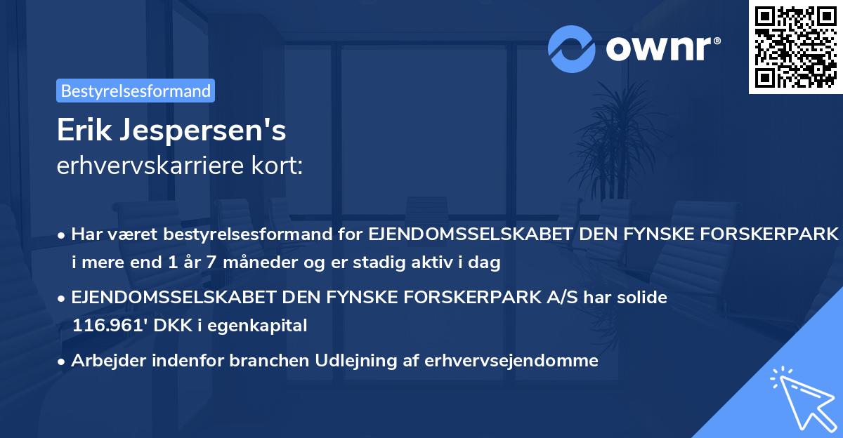 Erik Jespersen's erhvervskarriere kort