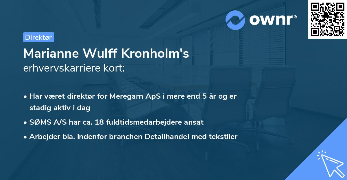 Marianne Wulff Kronholm's erhvervskarriere kort