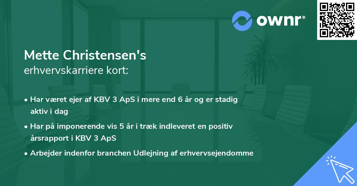 Mette Christensen's erhvervskarriere kort