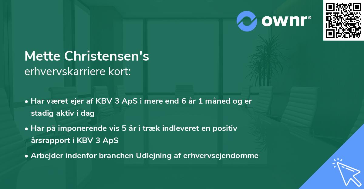 Mette Christensen's erhvervskarriere kort