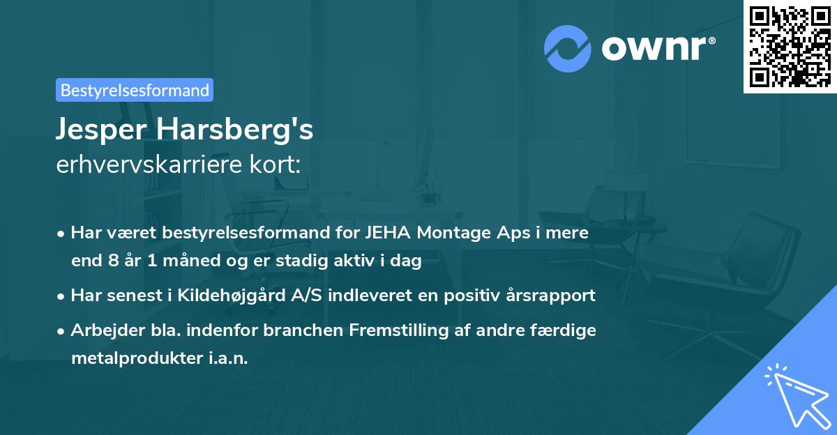 Jesper Harsberg's erhvervskarriere kort