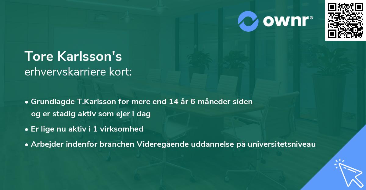 Tore Karlsson's erhvervskarriere kort