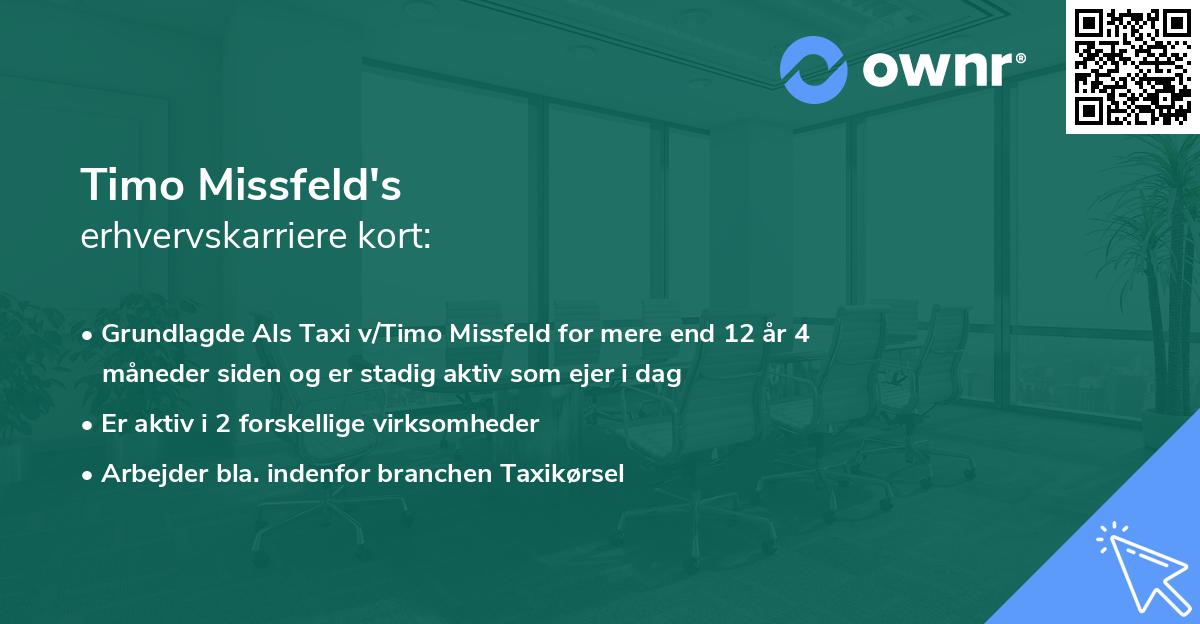 Timo Missfeld's erhvervskarriere kort