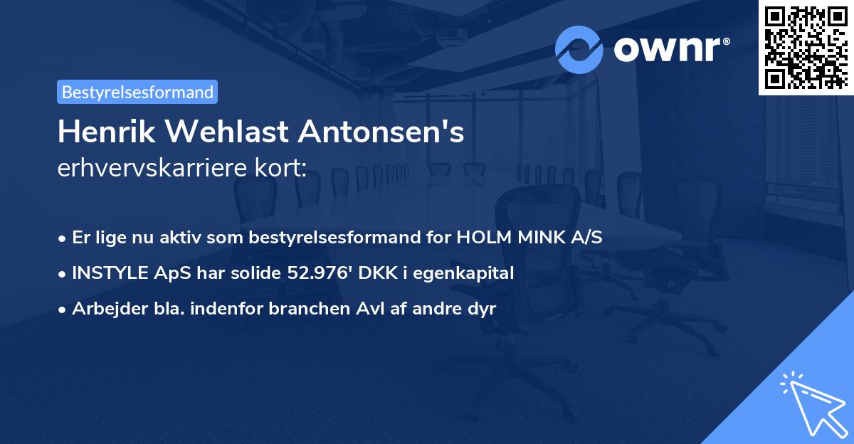 Henrik Wehlast Antonsen's erhvervskarriere kort