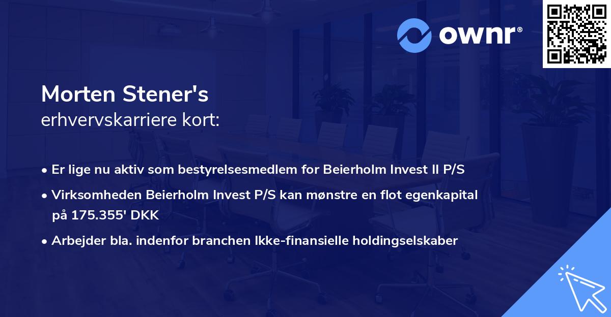 Morten Stener's erhvervskarriere kort