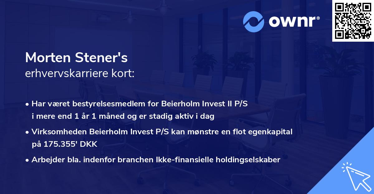 Morten Stener's erhvervskarriere kort