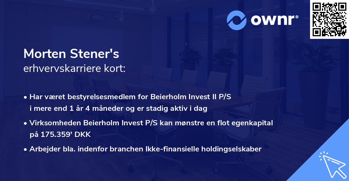 Morten Stener's erhvervskarriere kort