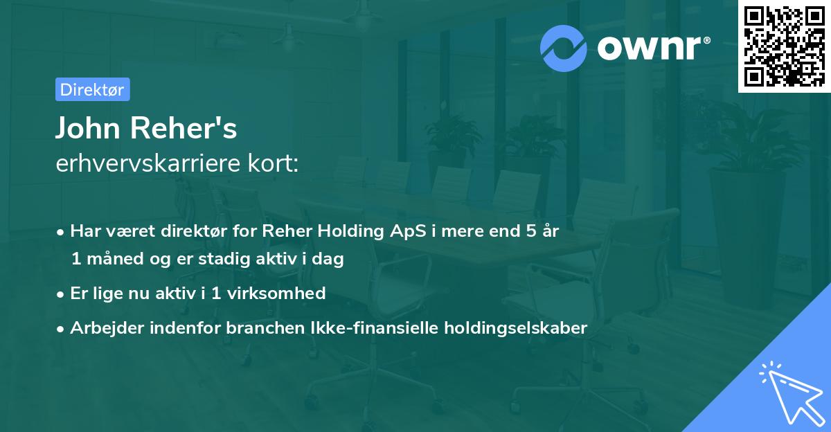 John Reher's erhvervskarriere kort
