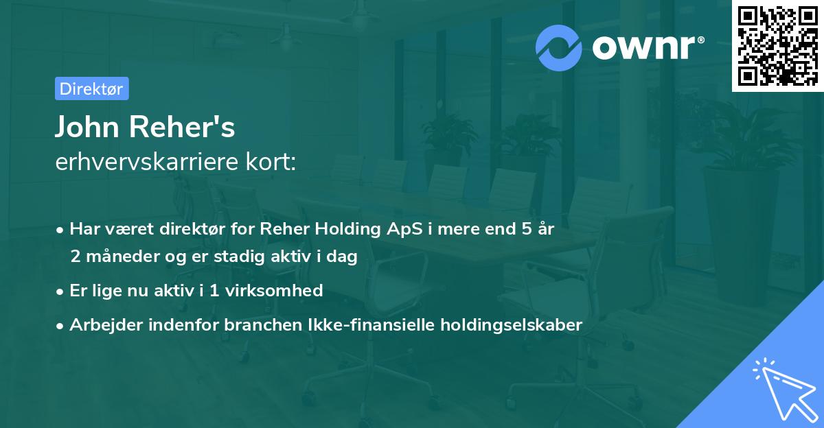 John Reher's erhvervskarriere kort