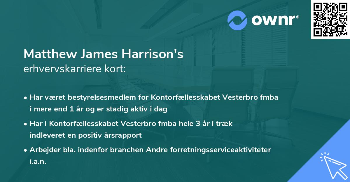 Matthew James Harrison's erhvervskarriere kort