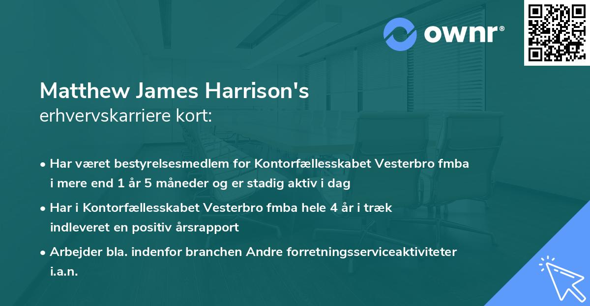 Matthew James Harrison's erhvervskarriere kort