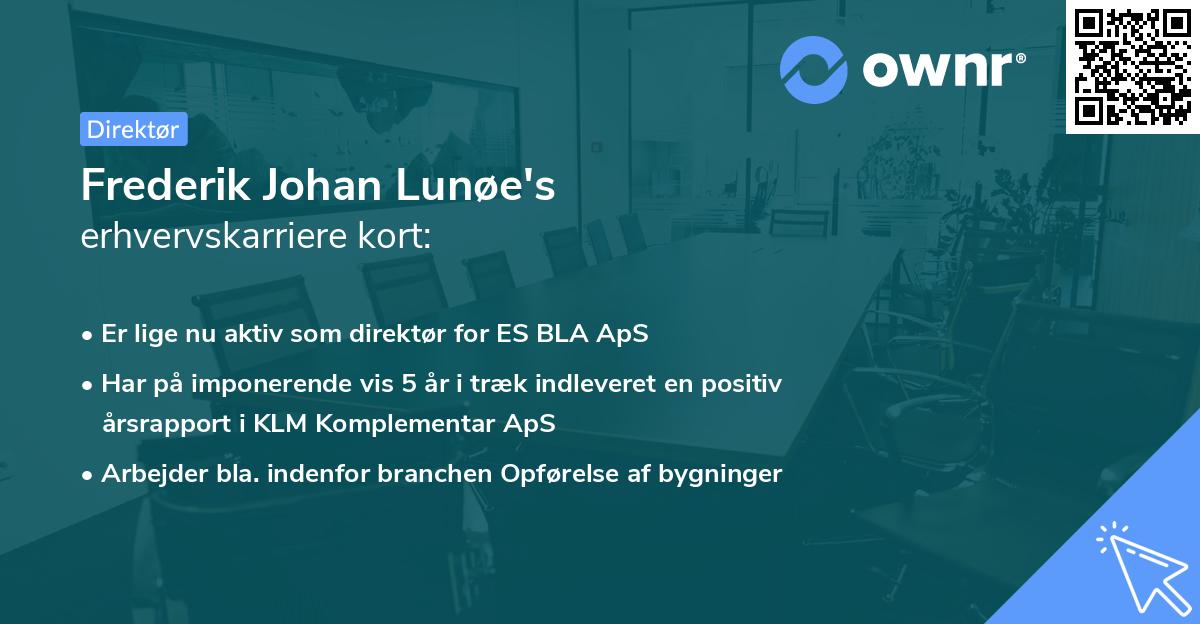 Frederik Johan Lunøe's erhvervskarriere kort