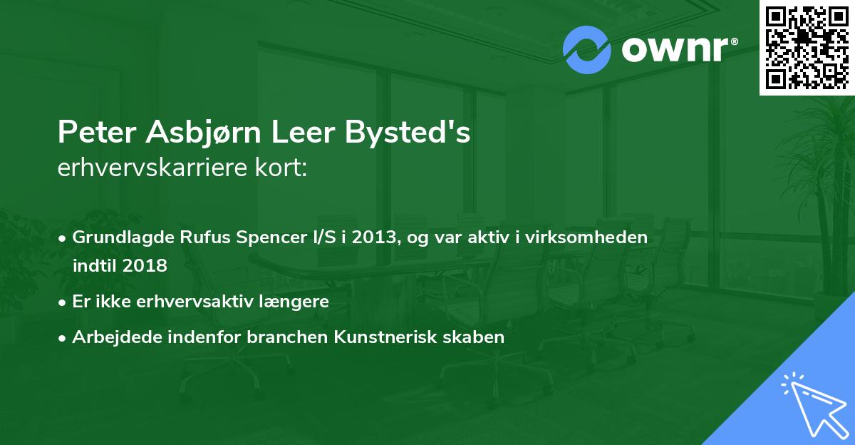 Peter Asbjørn Leer Bysted's erhvervskarriere kort