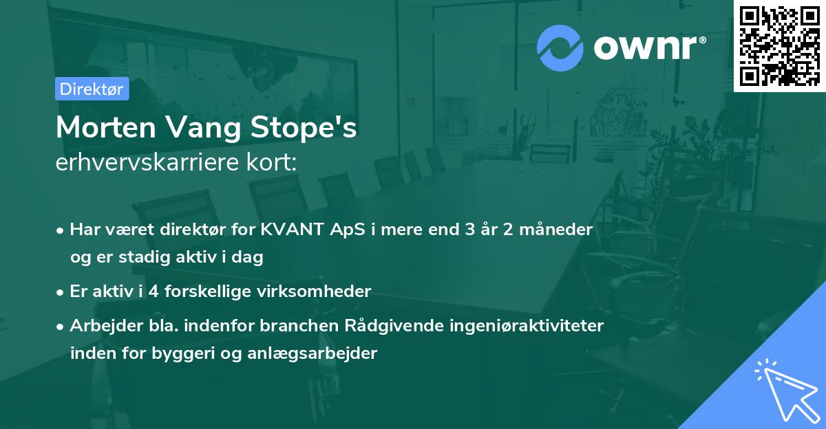 Morten Vang Stope's erhvervskarriere kort