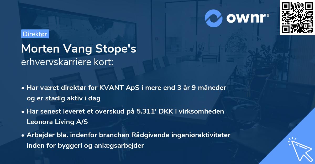 Morten Vang Stope's erhvervskarriere kort