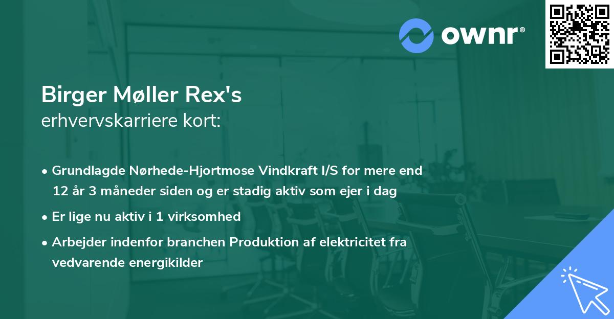 Birger Møller Rex's erhvervskarriere kort
