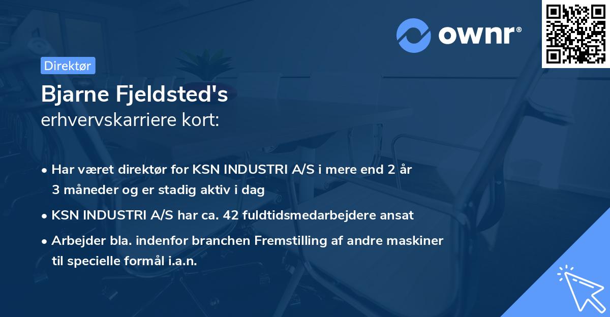 Bjarne Fjeldsted's erhvervskarriere kort