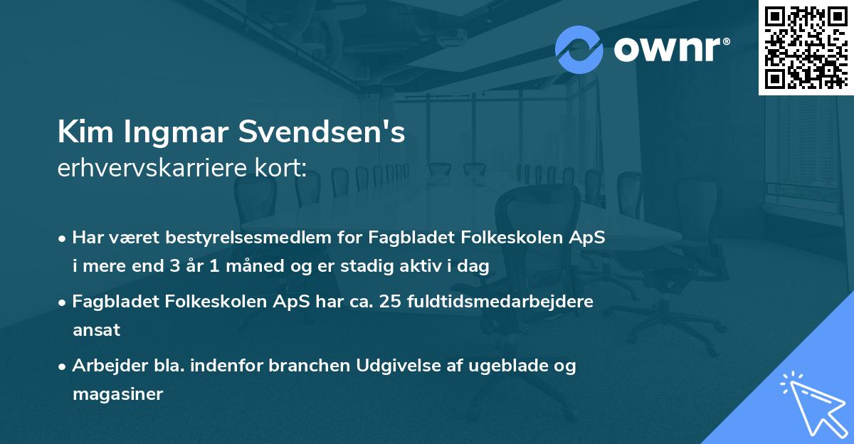 Kim Ingmar Svendsen's erhvervskarriere kort