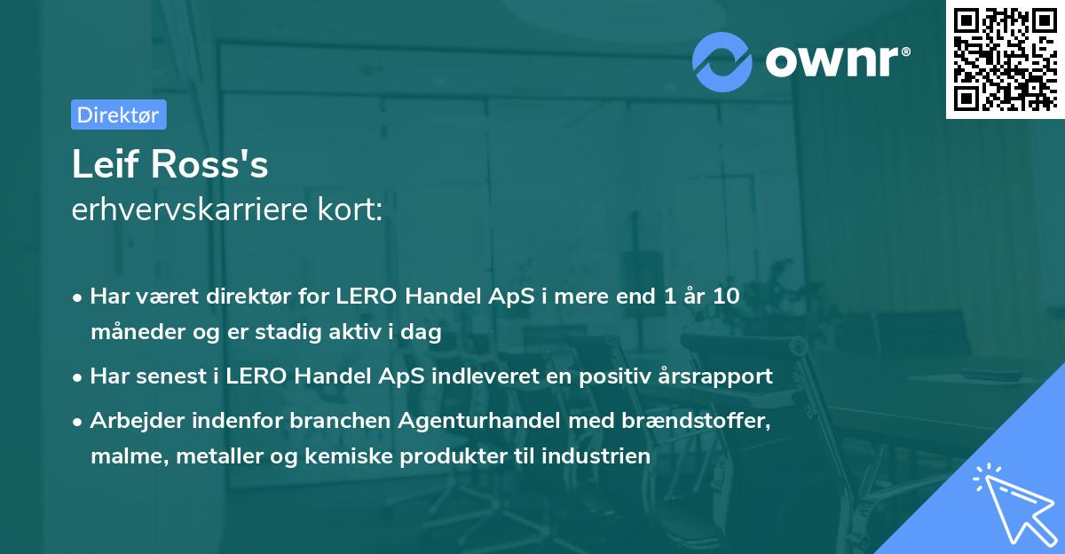 Leif Ross's erhvervskarriere kort