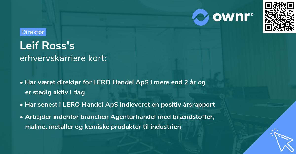 Leif Ross's erhvervskarriere kort