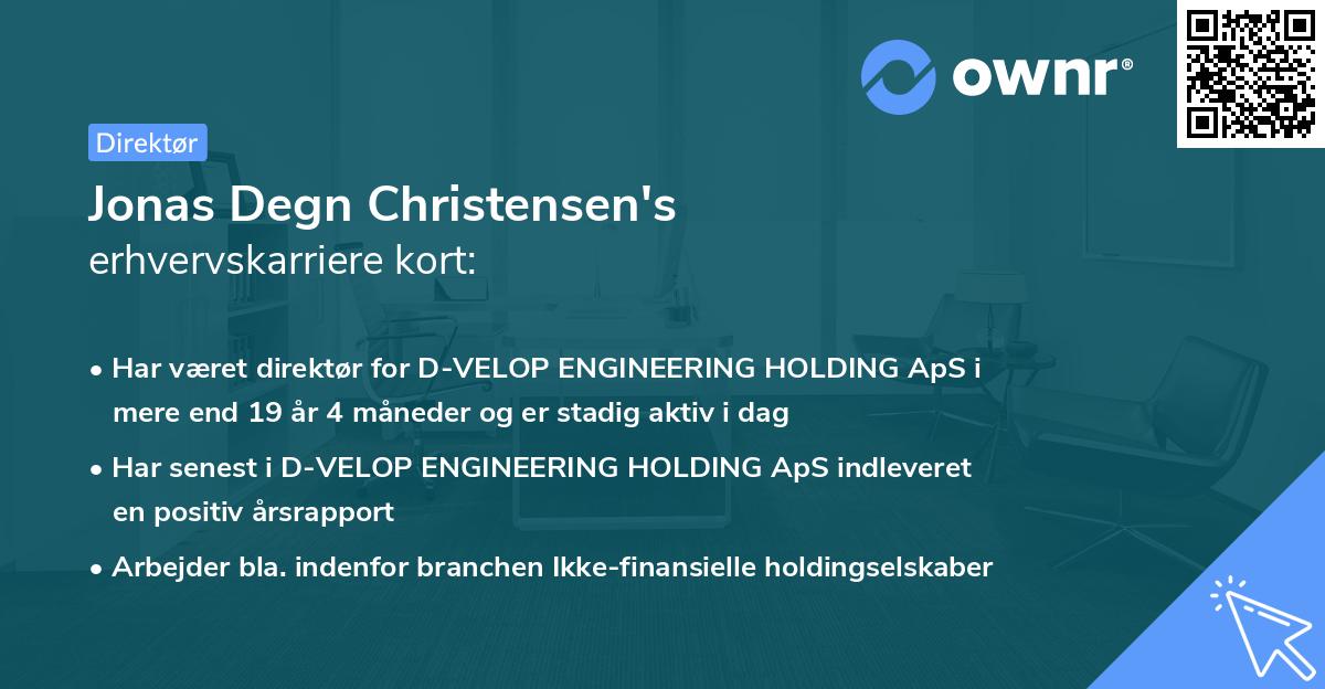 Jonas Degn Christensen's erhvervskarriere kort