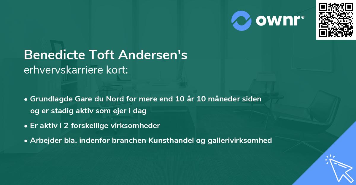 Benedicte Toft Andersen's erhvervskarriere kort