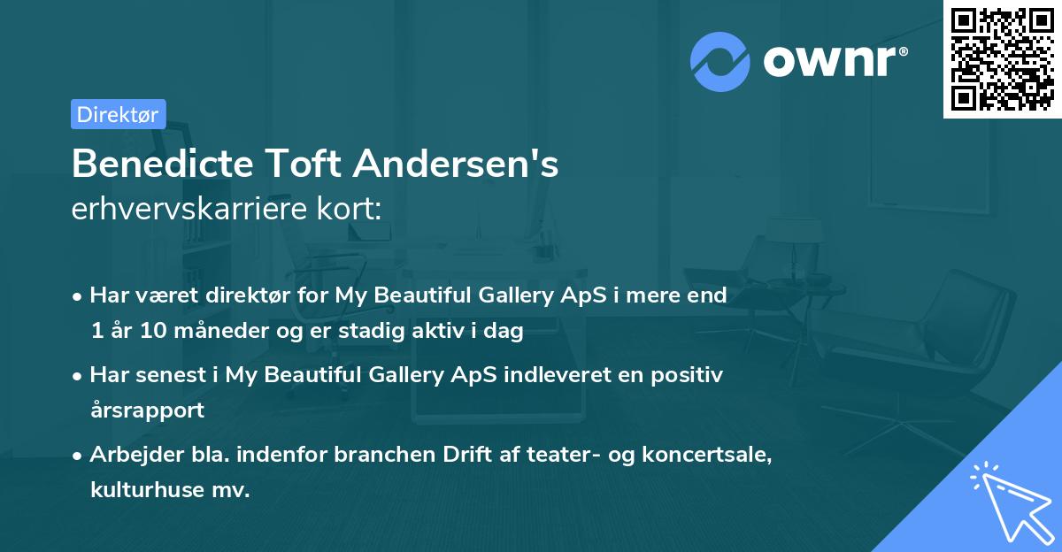 Benedicte Toft Andersen's erhvervskarriere kort