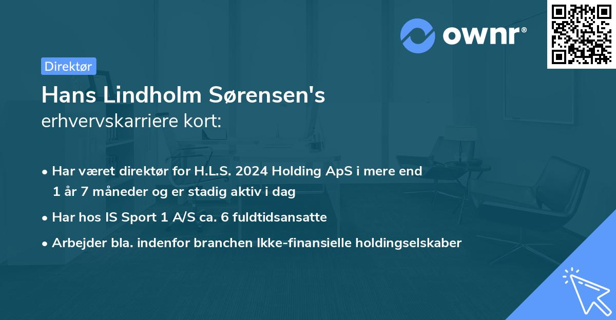 Hans Lindholm Sørensen's erhvervskarriere kort