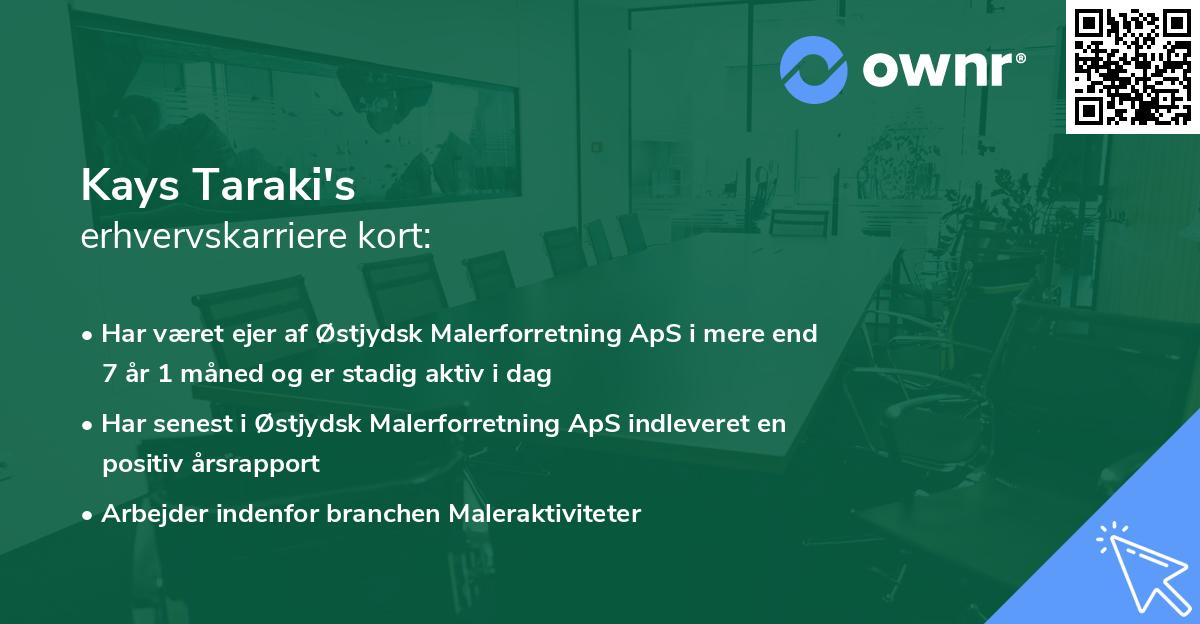 Kays Taraki's erhvervskarriere kort