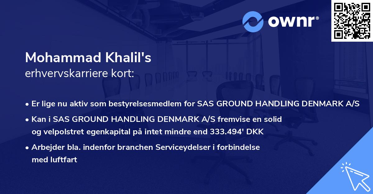 Mohammad Khalil's erhvervskarriere kort