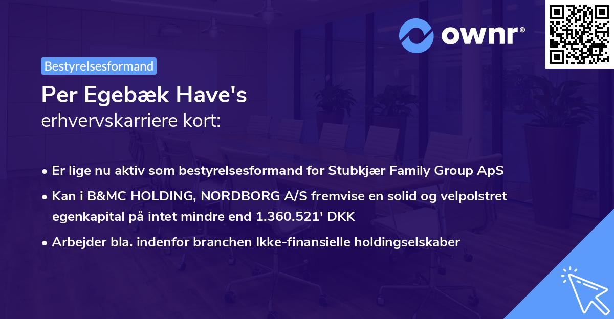 Per Egebæk Have's erhvervskarriere kort