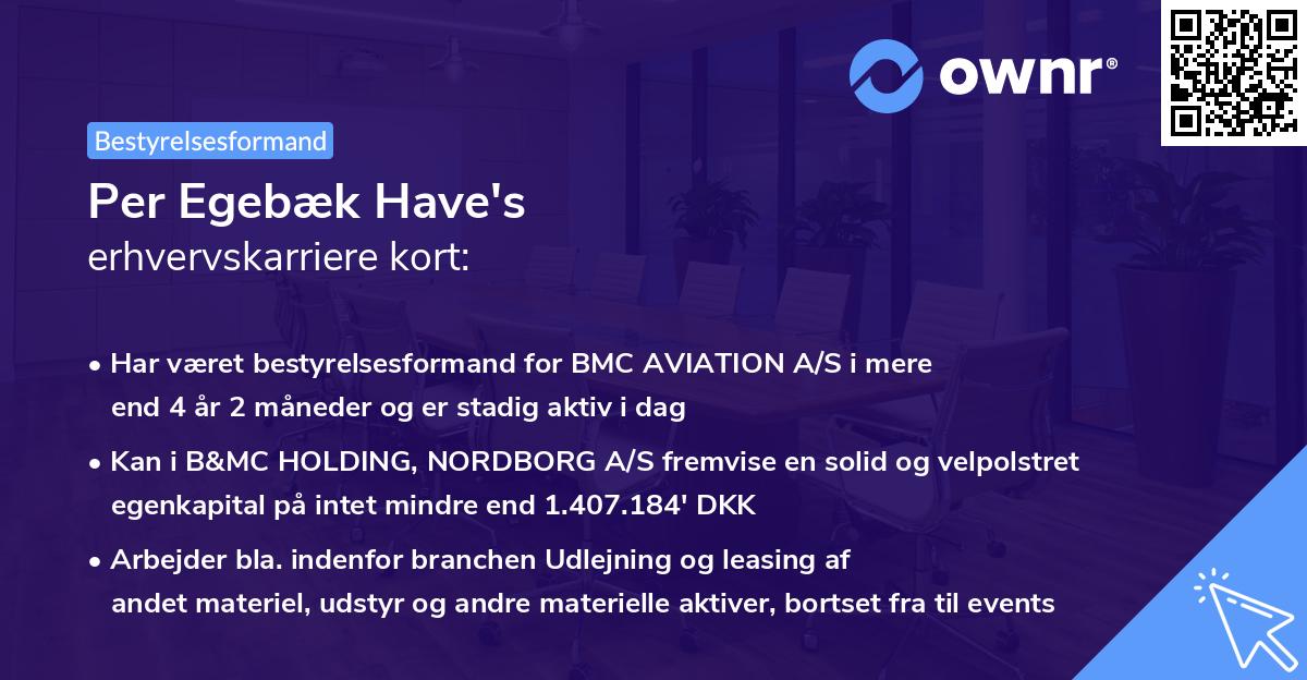 Per Egebæk Have's erhvervskarriere kort