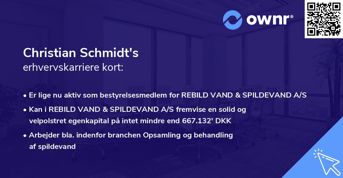 Christian Schmidt's erhvervskarriere kort