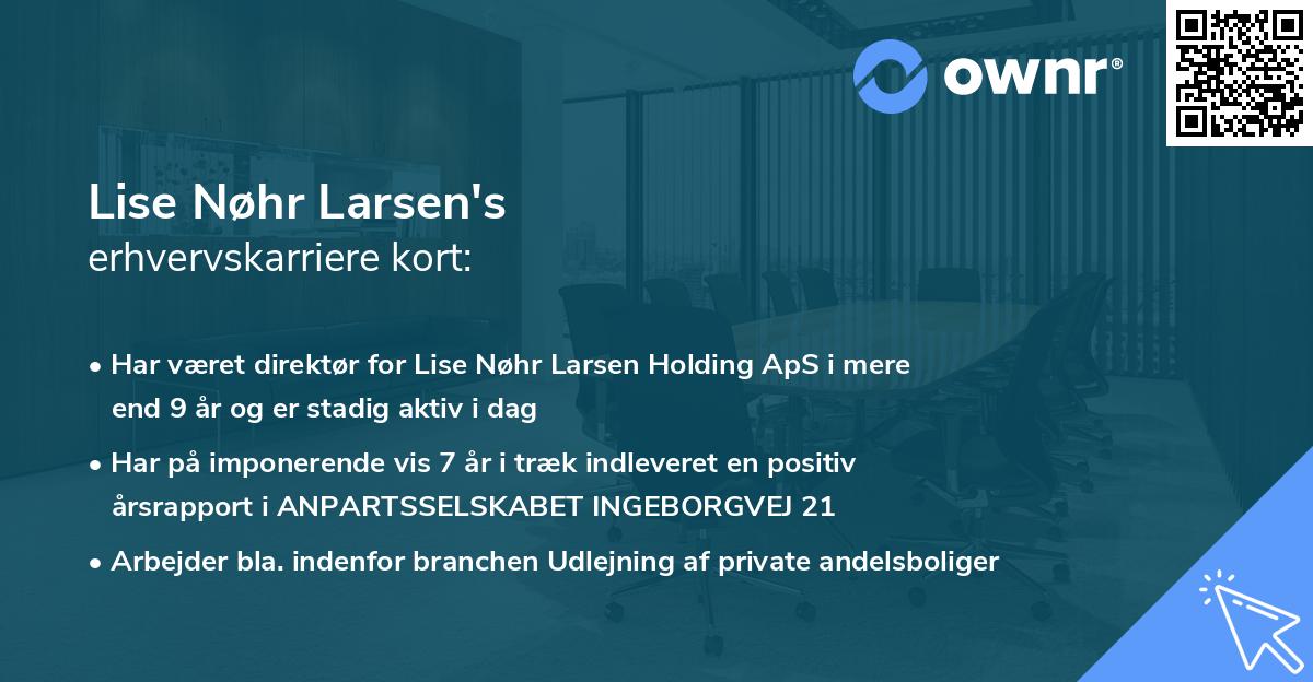 Lise Nøhr Larsen's erhvervskarriere kort