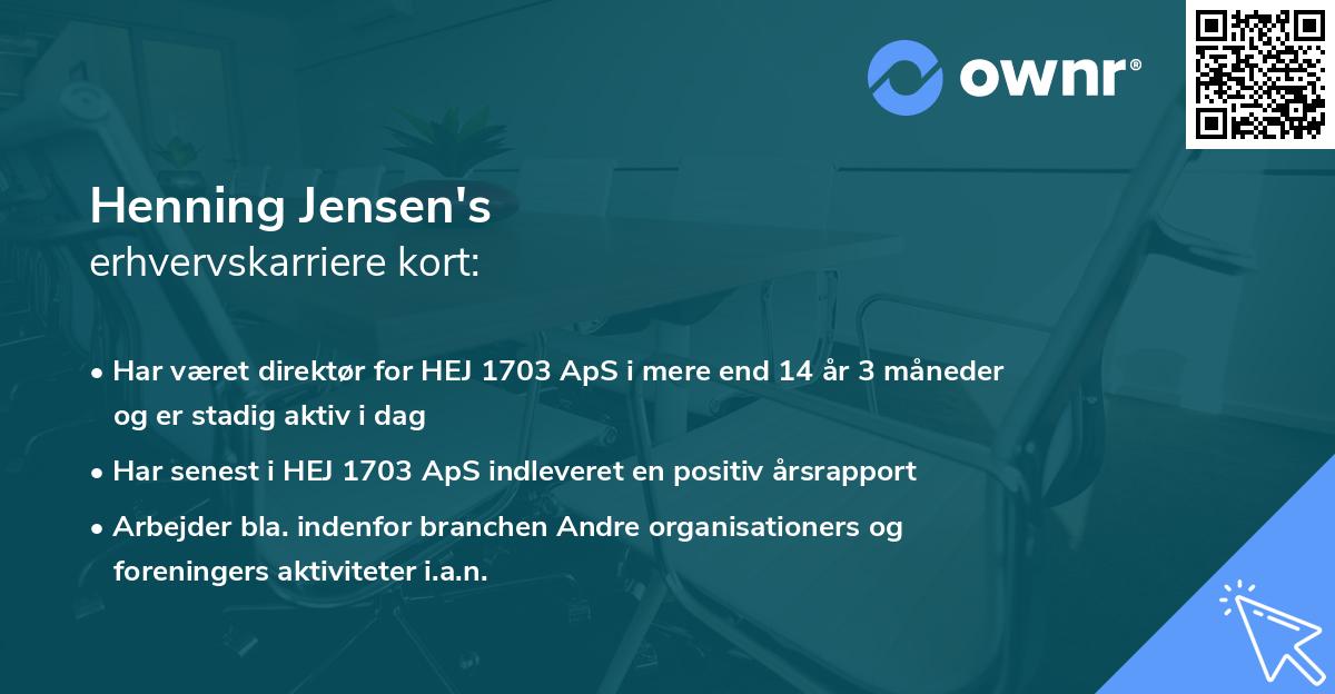 Henning Jensen's erhvervskarriere kort
