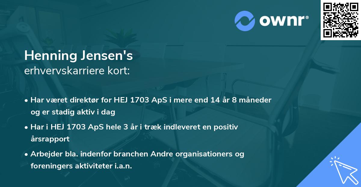 Henning Jensen's erhvervskarriere kort