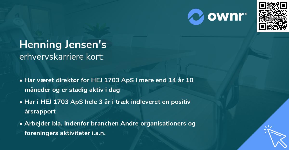 Henning Jensen's erhvervskarriere kort