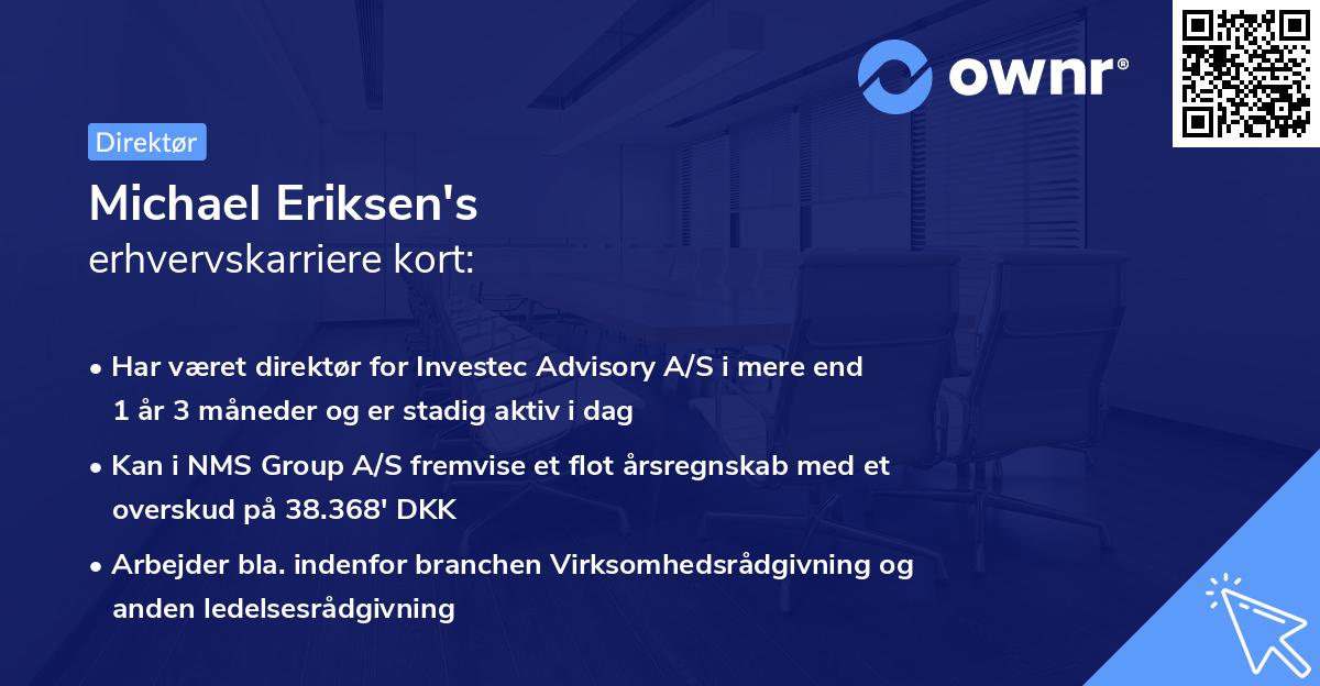 Michael Eriksen's erhvervskarriere kort