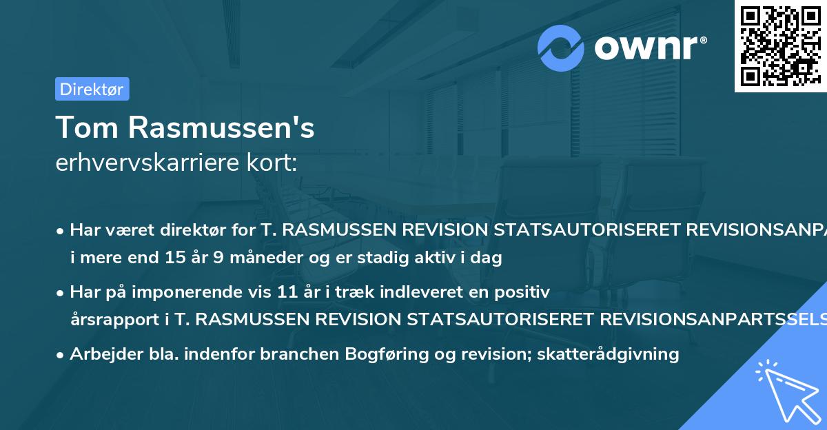 Tom Rasmussen's erhvervskarriere kort