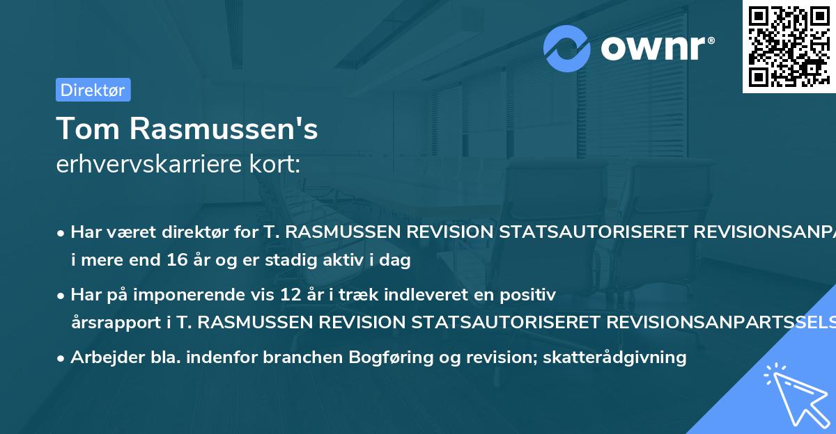 Tom Rasmussen's erhvervskarriere kort