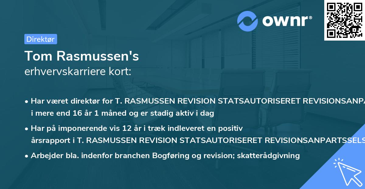 Tom Rasmussen's erhvervskarriere kort