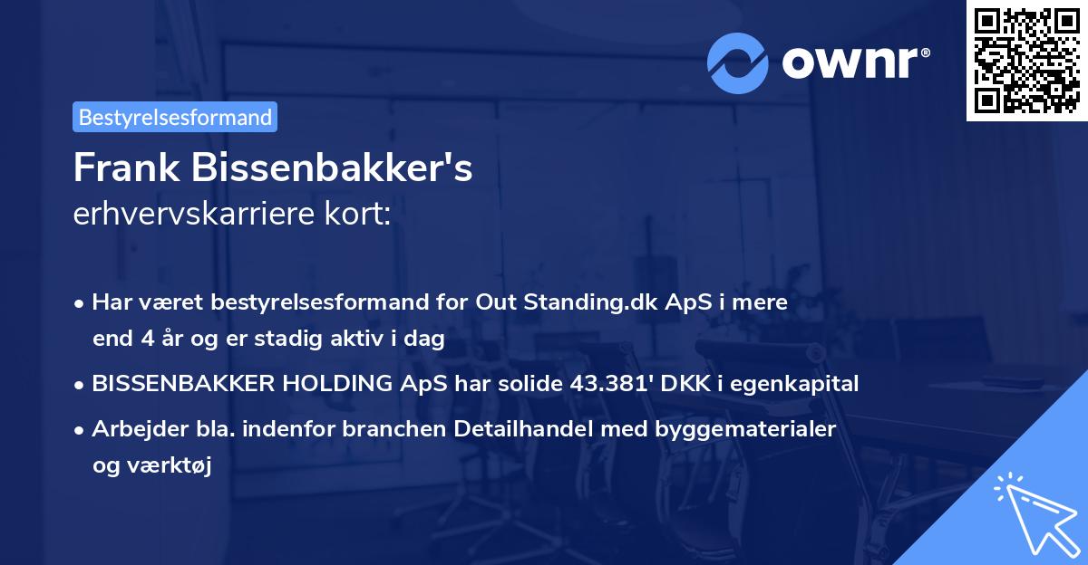 Frank Bissenbakker's erhvervskarriere kort