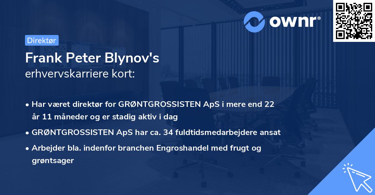 Frank Peter Blynov's erhvervskarriere kort