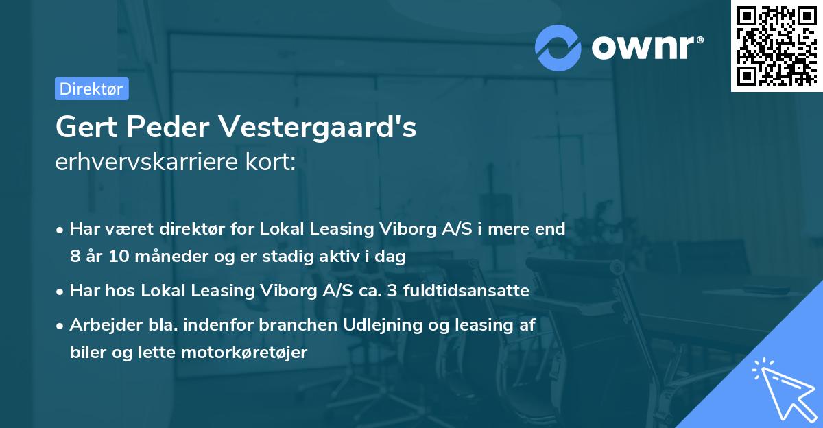 Gert Peder Vestergaard's erhvervskarriere kort