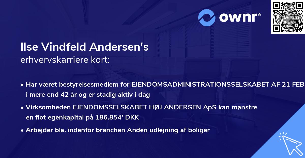 Ilse Vindfeld Andersen's erhvervskarriere kort