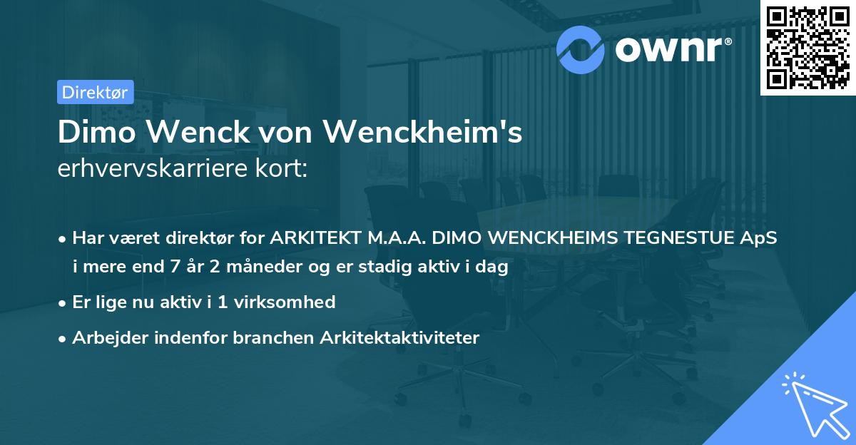 Dimo Wenck von Wenckheim's erhvervskarriere kort