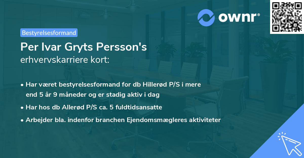 Per Ivar Gryts Persson's erhvervskarriere kort